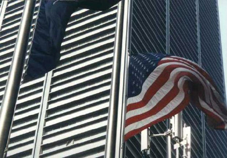 Flag flies over Broadway